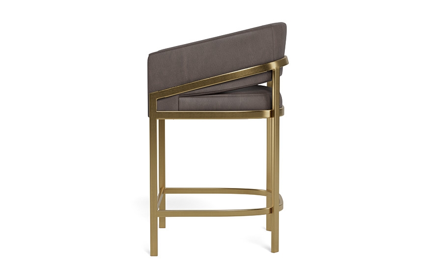 Mina Leather Metal Framed Upholstered Stool - Image 1
