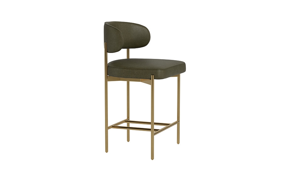 Hollis Leather Metal Framed Upholstered Counter Stool - Image 3