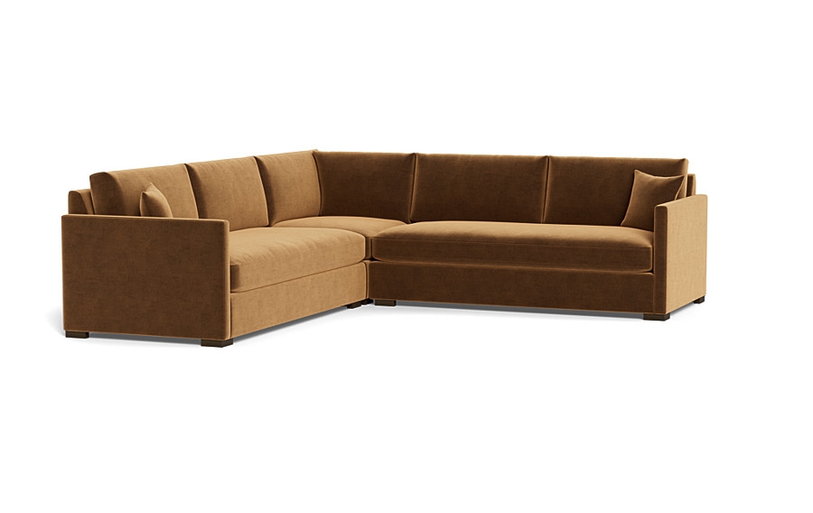 Scarlett 4-Seat Corner Sectional | Fawn Performance Velvet | Natural Walnut Leg | 99" x 39" | Standard Gel Plush - Image 2
