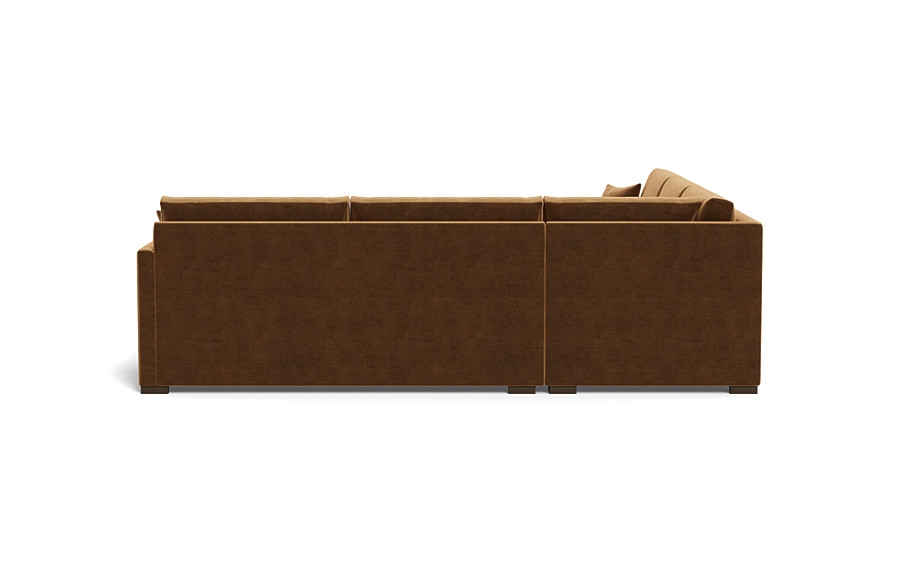 Scarlett 4-Seat Corner Sectional | Fawn Performance Velvet | Natural Walnut Leg | 99" x 39" | Standard Gel Plush - Image 1