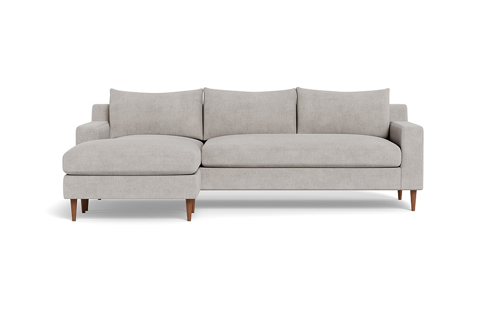 Sloan 3-Seat Reversible Chaise Sectional - Decide Later Fabric - Oiled Walnut Tapered Round Wood Leg - 99"W x 40"D - 67" Chaise  - Bench Cushion - Down Alternative Fill - Image 3