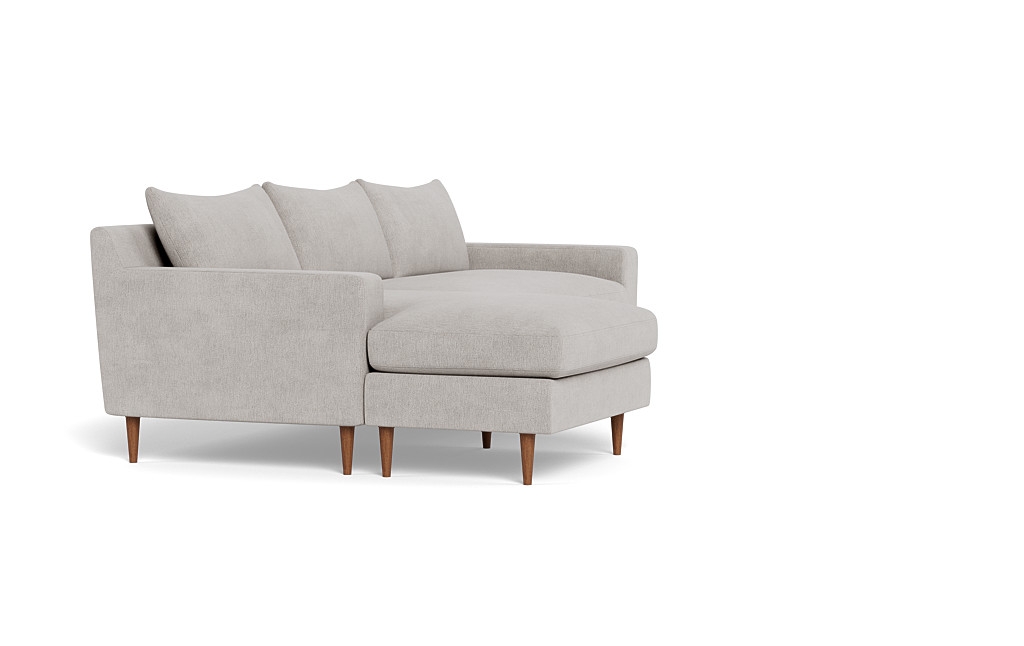 Sloan 3-Seat Reversible Chaise Sectional - Decide Later Fabric - Oiled Walnut Tapered Round Wood Leg - 99"W x 40"D - 67" Chaise  - Bench Cushion - Down Alternative Fill - Image 5