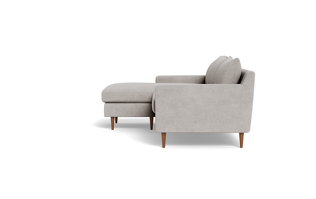 Sloan 3-Seat Reversible Chaise Sectional - Decide Later Fabric - Oiled Walnut Tapered Round Wood Leg - 99"W x 40"D - 67" Chaise  - Bench Cushion - Down Alternative Fill - Image 4