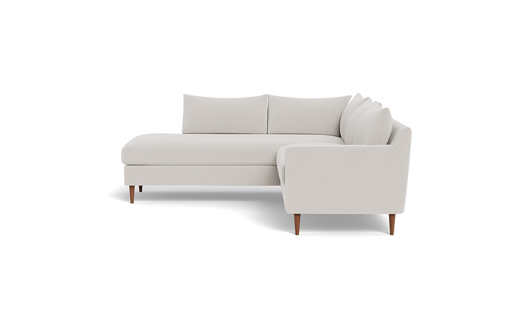 Sloan 3-Seat Left Bumper Sectional - Buy Now Decide Later fabric - Oiled Walnut Tapered Turned Wood Leg - 109"W x 36"D (95"x36" Chaise) - Bench Cushion - Down Alternative Fill - Image 3