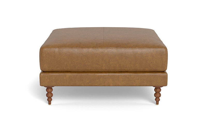 Gaby Square Leather Ottoman - Image 0