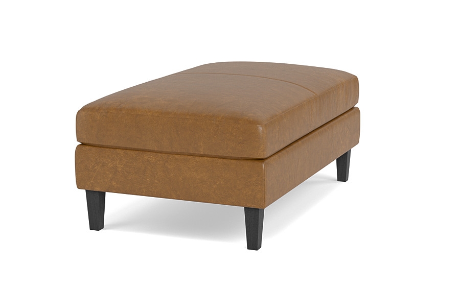 Sloan Leather Ottoman, Black Leg, Alternative Down Fill, - Image 1