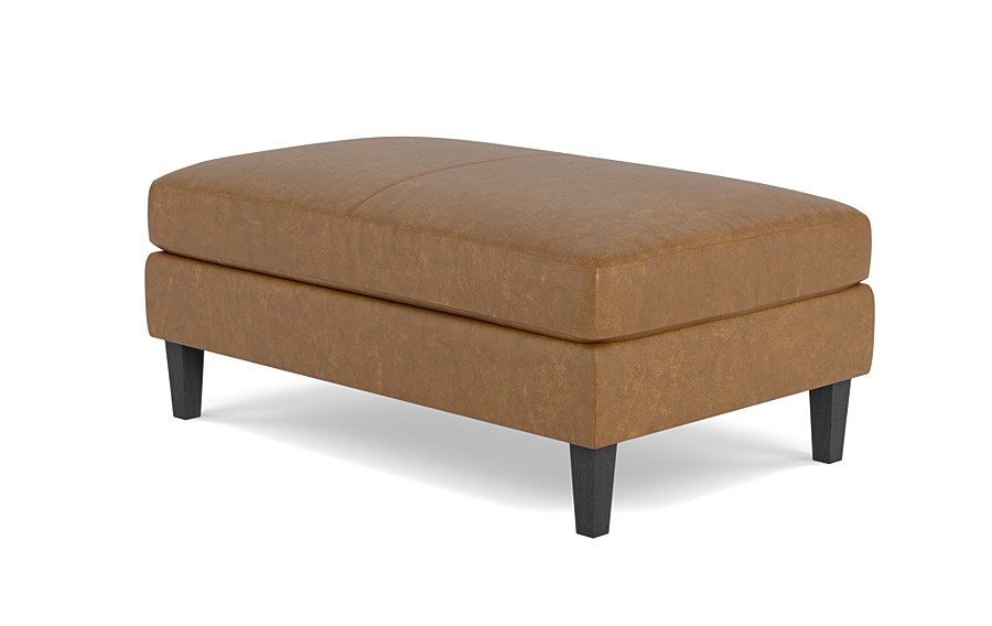 Sloan Leather Ottoman, Black Leg, Alternative Down Fill, - Image 2