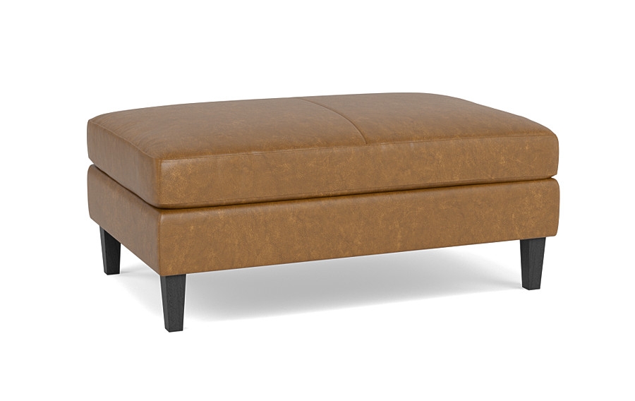 Sloan Leather Ottoman, Black Leg, Alternative Down Fill, - Image 4