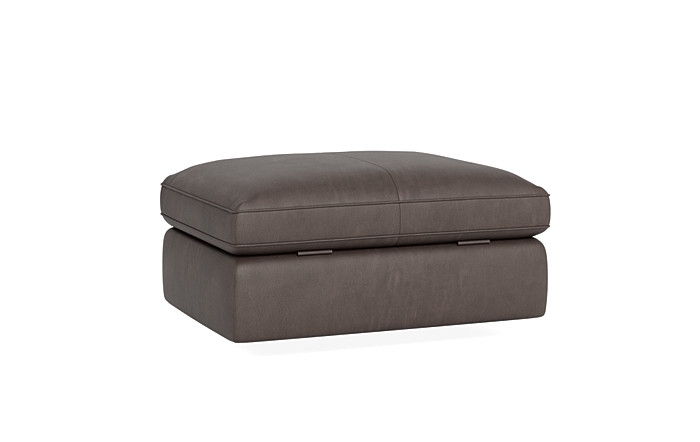 James Leather Rectangle Ottoman with Storage Option - Image 4