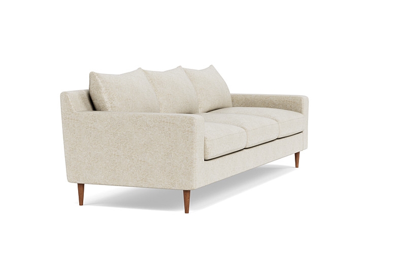 Sloan 3-Seat Sofa - 95"W x 40"D - Flax Performance Crosshatch - Oiled Walnut Tapered Turned Leg - Down Alternative Fill - Image 2
