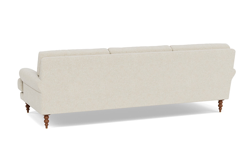 Maxwell Fabric Sofa by Apartment Therapy - Bisque Performance Classic Weave - Oiled Walnut Tapered Turned Wood Leg - 90"W x 42"D - Bench Cushion - Down Alternative Fill - Image 5
