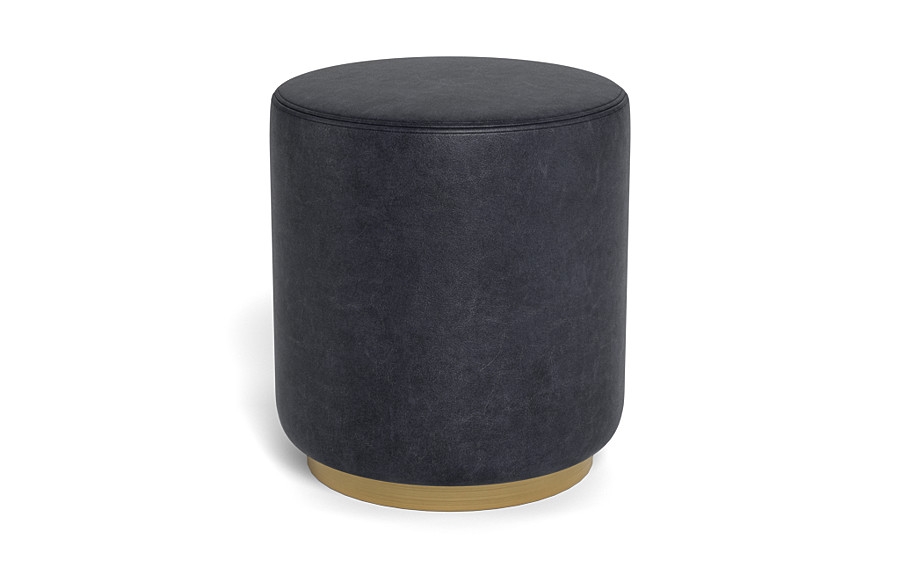 Fae Leather Small Round Ottoman - Image 0