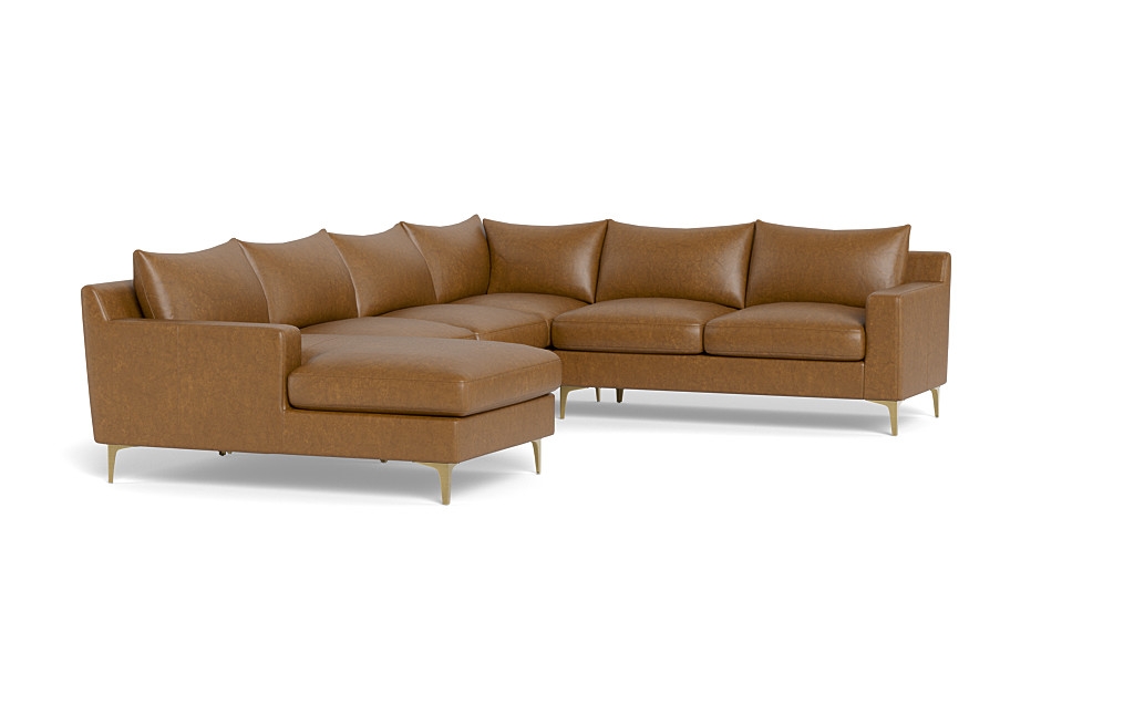 Sloan 4-Piece Leather Corner Sectional Sofa with  Chaise - Image 4