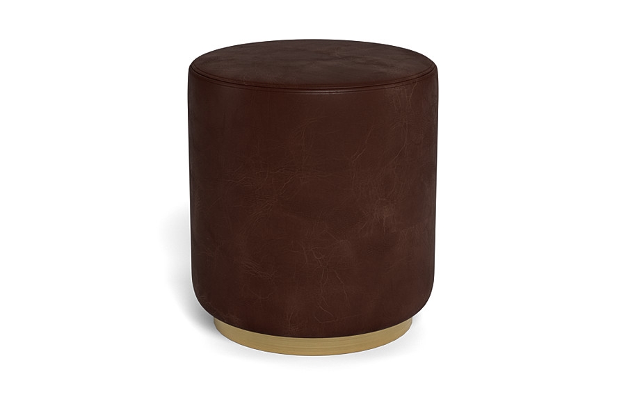 Fae Leather Small Round Ottoman - Image 0