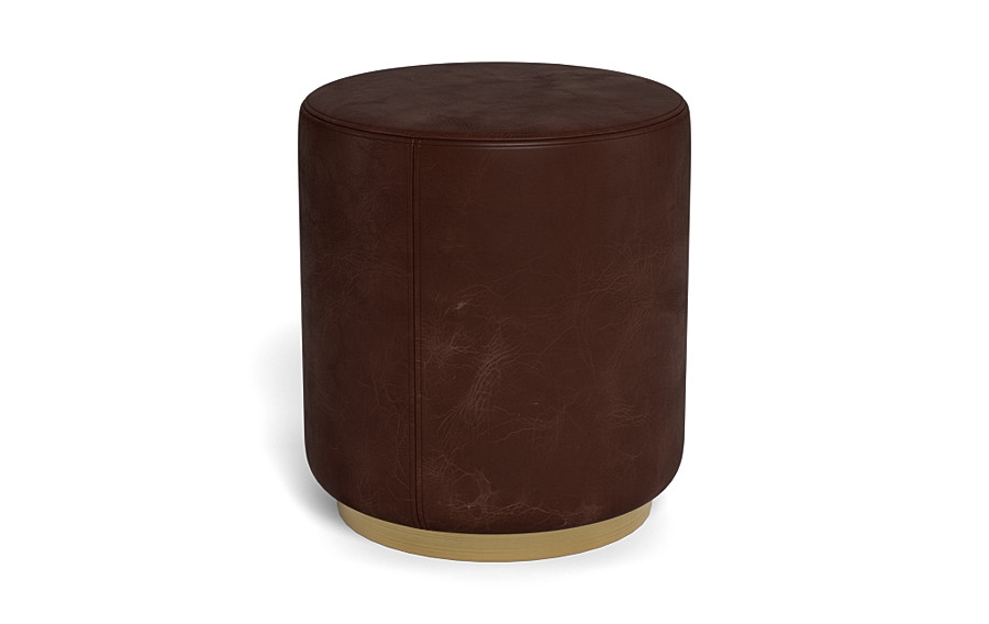 Fae Leather Small Round Ottoman - Image 2