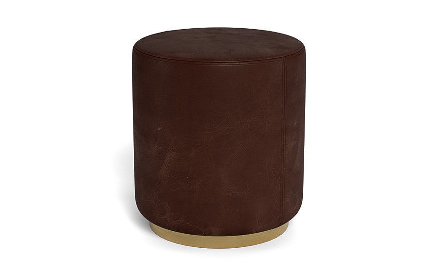 Fae Leather Small Round Ottoman - Image 3