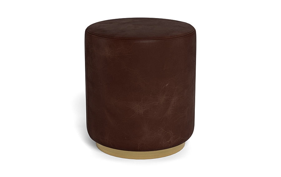 Fae Leather Small Round Ottoman - Image 4