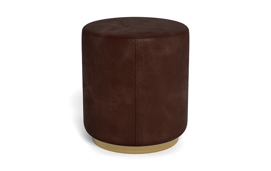 Fae Leather Small Round Ottoman - Image 1