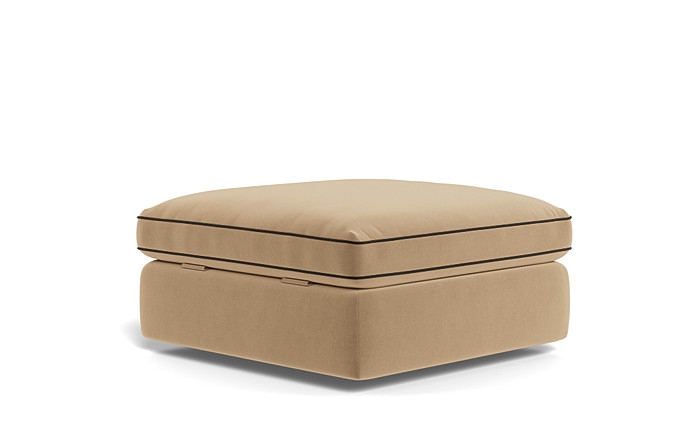 James Square Ottoman with Contrast Piping and Storage Option - Image 1
