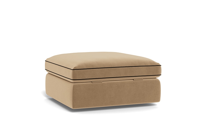 James Square Ottoman with Contrast Piping and Storage Option - Image 4