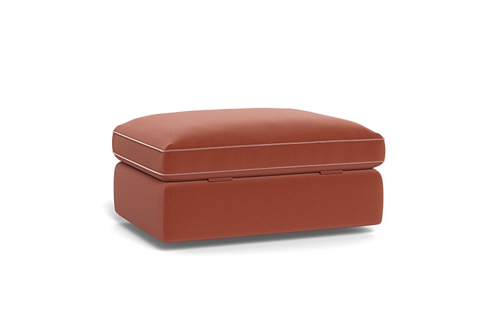 James Rectangle Ottoman with Contrast Piping and Storage Option - Image 3