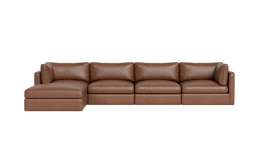 Tatum Leather Modular 4-Seat Chaise Sectional - Image 0