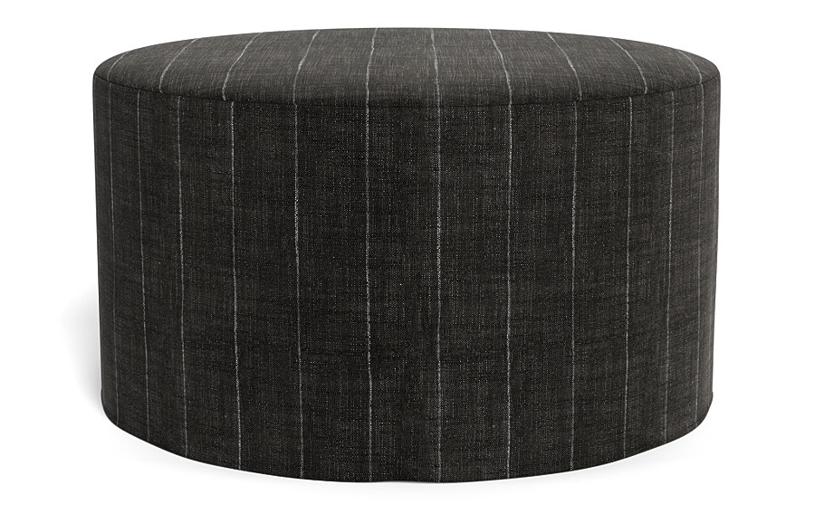 Dixon Slipcovered Round Ottoman - Image 0