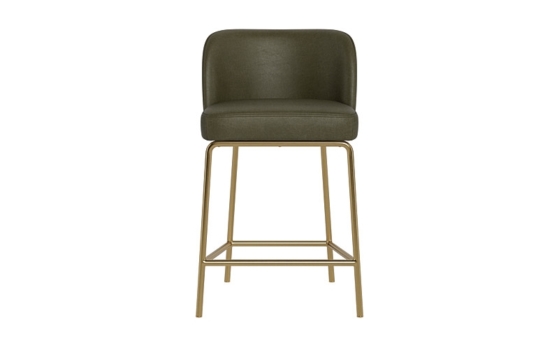 Graham Leather Metal Framed Upholstered Counter Stool - Image 0
