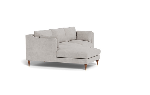 Caitlin  Chaise Sectional with Down Alternative; Oiled Walnut with Brass Cap Stilletto Leg - Image 3