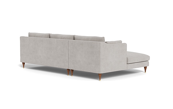 Caitlin  Chaise Sectional with Down Alternative; Oiled Walnut with Brass Cap Stilletto Leg - Image 4