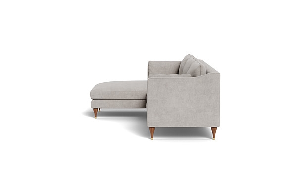 Caitlin  Chaise Sectional with Down Alternative; Oiled Walnut with Brass Cap Stilletto Leg - Image 1