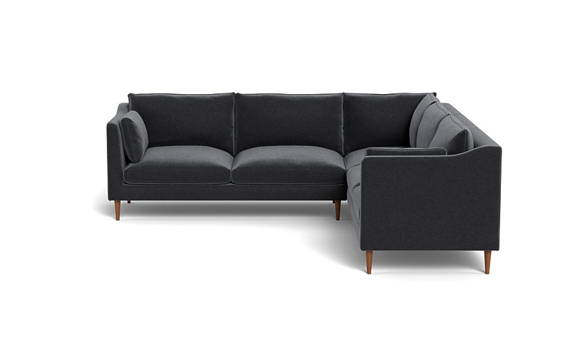 Caitlin Corner Sectional Sofa | 109"W x 37"D | Decide Later fabric | Oiled Walnut Tapered Round Wood Leg | 2 Cushions | Down Alternative Fill - Image 2