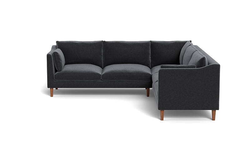 Caitlin Corner Sectional Sofa | 109"W x 37"D | Decide Later fabric | Oiled Walnut Tapered Square Wood Leg | 2 Cushions | Down Alternative Fill - Image 1