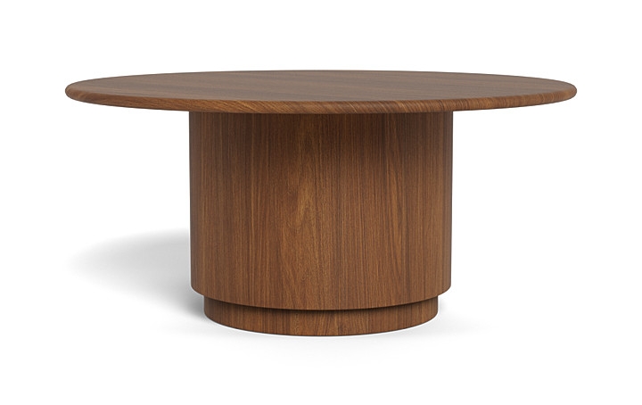 Nina Round Coffee Table | Oiled Walnut Stain on Rubberwood | 36" | Smooth Base | Wood Trim - Image 2