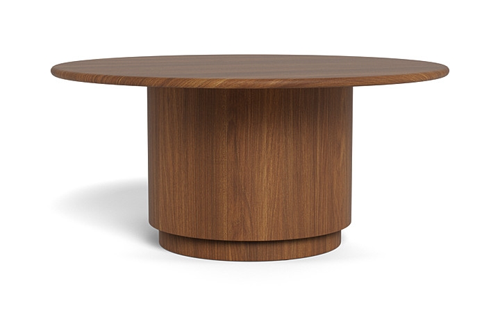 Nina Round Coffee Table | Oiled Walnut Stain on Rubberwood | 36" | Smooth Base | Wood Trim - Image 3