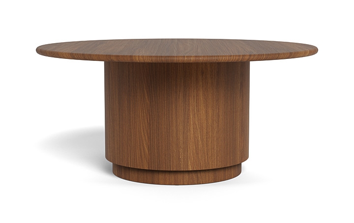 Nina Round Coffee Table | Oiled Walnut Stain on Rubberwood | 36" | Smooth Base | Wood Trim - Image 1