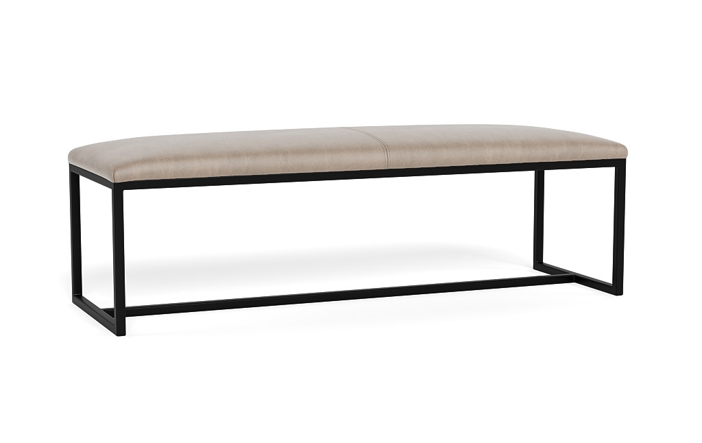 Fritz Leather Metal Framed Upholstered Bench - Image 1