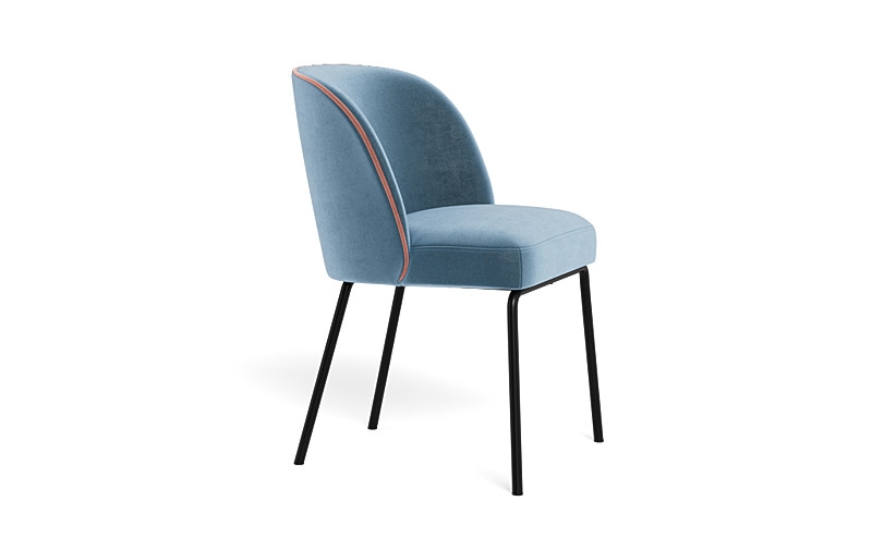 Graham Metal Framed Upholstered Chair with Contrast Piping - Image 3
