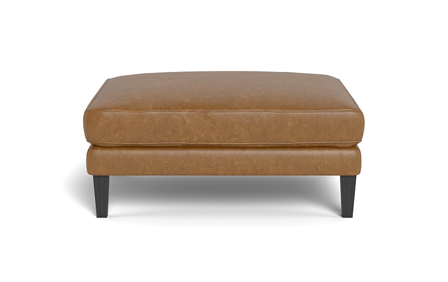 Caitlin Leather Ottoman by The Everygirl®, Black Square Leg, Standard Fill - Image 0