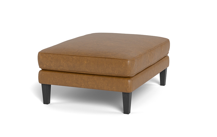 Caitlin Leather Ottoman by The Everygirl®, Black Square Leg, Standard Fill - Image 3