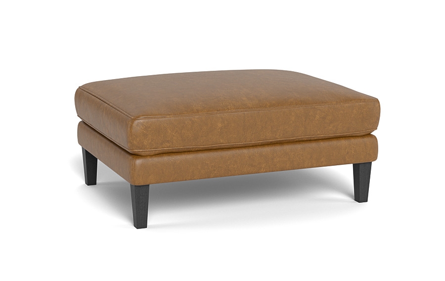 Caitlin Leather Ottoman by The Everygirl®, Black Square Leg, Standard Fill - Image 1