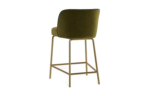 Graham Metal Framed Upholstered Counter Stool with Contrast Piping - Image 4