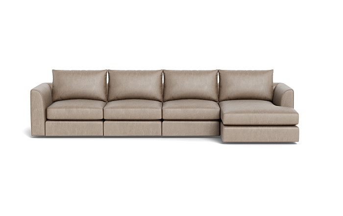 Beckham Leather Modular 4-Seat Right Chaise Sectional - Image 0