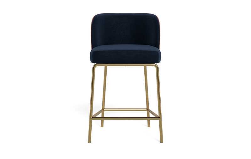 Graham Metal Framed Upholstered Counter Stool with Contrast Piping - Image 0