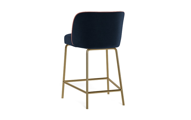 Graham Metal Framed Upholstered Counter Stool with Contrast Piping - Image 2