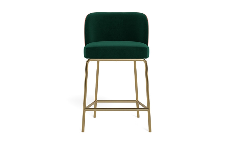 Graham Metal Framed Upholstered Counter Stool with Contrast Piping - Image 0