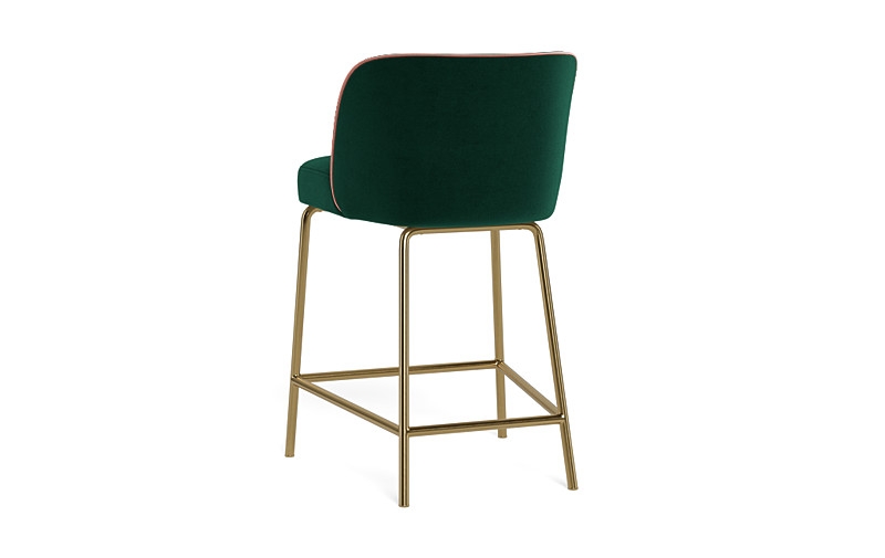 Graham Metal Framed Upholstered Counter Stool with Contrast Piping - Image 2