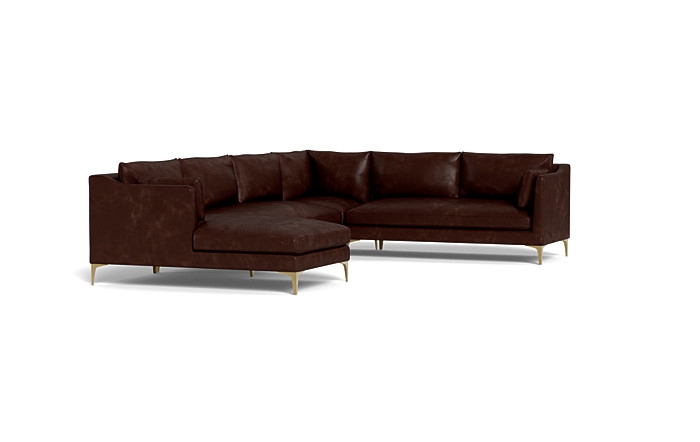 Caitlin Leather 4-Piece Corner Sectional Sofa with  Chaise by The Everygirl® - Image 3
