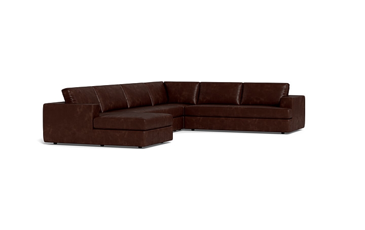 Lee Leather 4-Piece 5-Seat Corner Chaise Sectional Left - Image 4