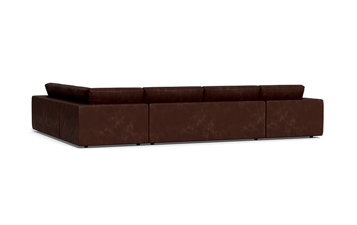 Lee Leather 4-Piece 5-Seat Corner Chaise Sectional Left - Image 2